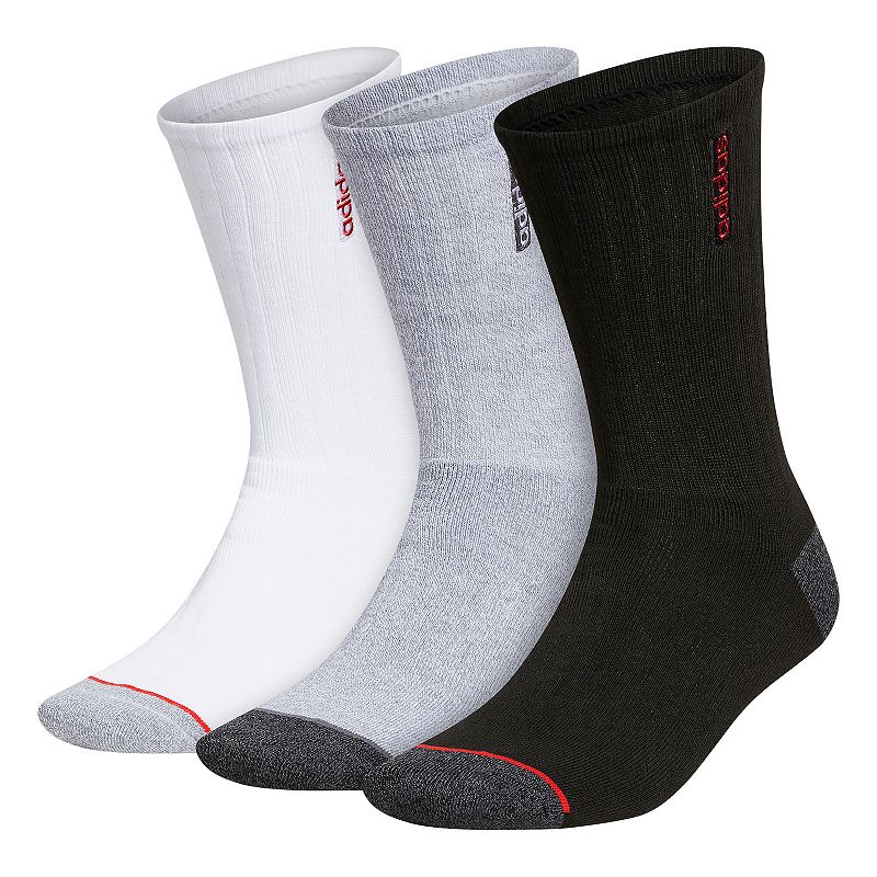 Mens adidas 3-pack Classic Cushioned Crew Socks, Size: 6-12, Black