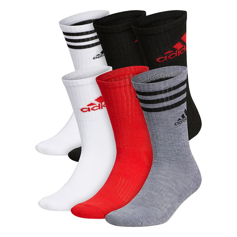 Mens adidas 6-pack Athletic Cushioned Crew Socks, Size: 6-12, Black