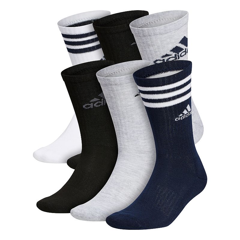 Mens adidas 6-pack Athletic Cushioned Crew Socks, Size: 6-12, Light Grey