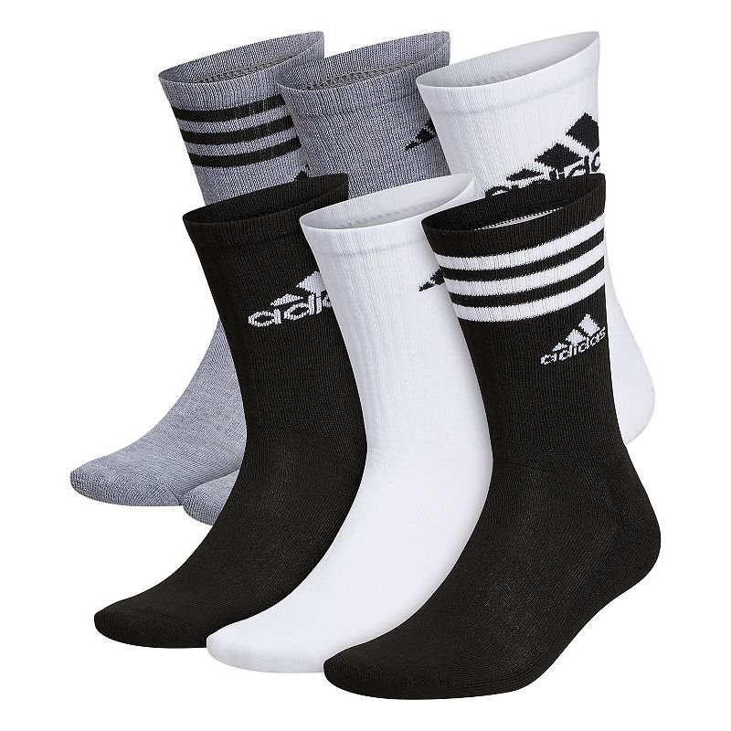 Mens adidas 6-pack Athletic Cushioned Crew Socks, Size: 6-12, White