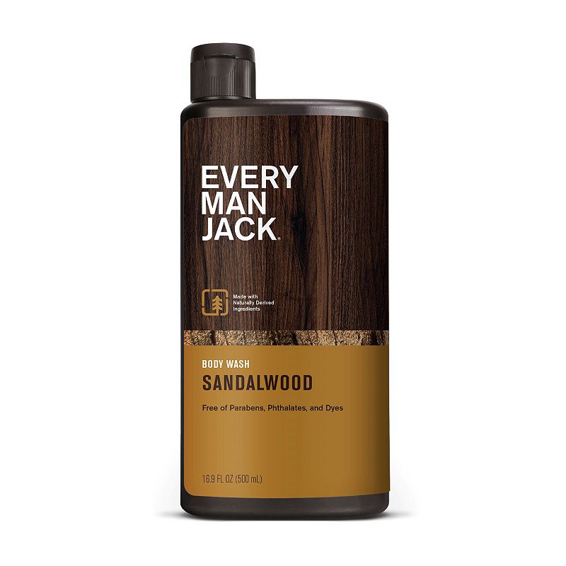 Every Man Jack Sandalwood Teak Hydrating Body Wash for Men  Naturally Derived  16.9 fl. oz