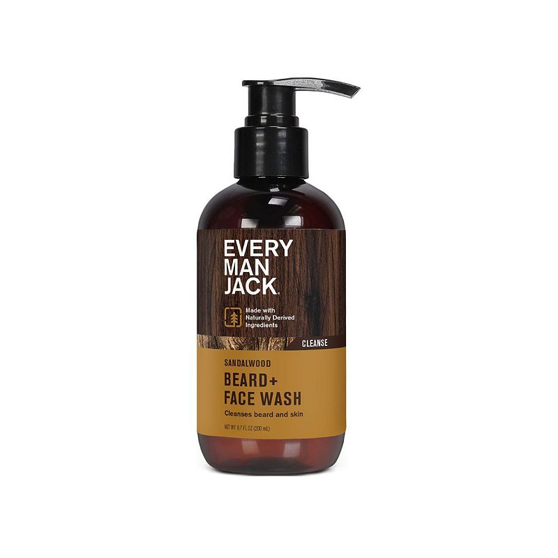 Every Man Jack Sandalwood Teak Beard and Face Wash for Men  Naturally Derived  6.7 fl oz