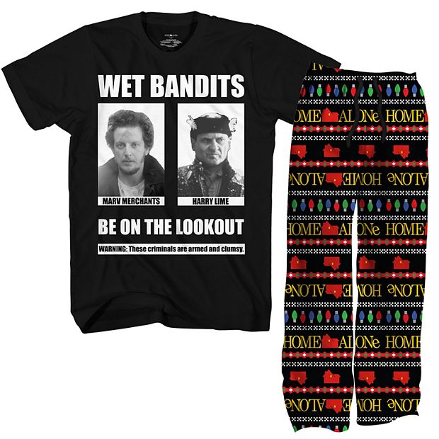 Men s Home Alone Wet Bandits Graphic Tee Pajama Bottoms Set