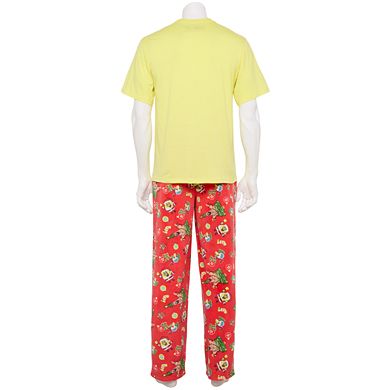 Men's Spongebob in Santa Hat Pajamas