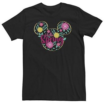 Big & Tall Disney Mickey Mouse Head Floral Fill Hello Spring Tee