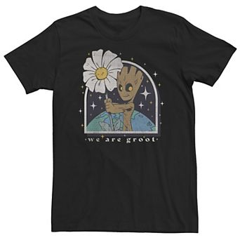 Big & Tall Marvel We Are Groot Holding Flower on Earth Tee