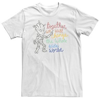 Big & Tall Marvel Groot Together We Will Change The Whole Wide World Tee