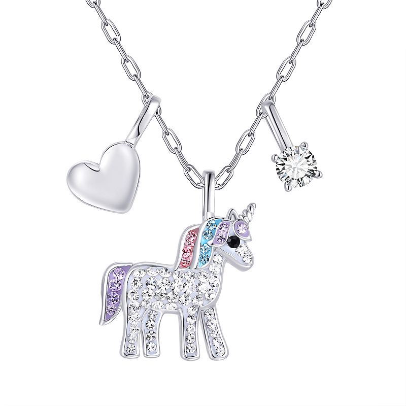 Crystal Collective Fine Silver Plated Crystal Unicorn Charm Necklace, Wome