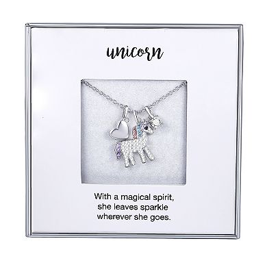 Crystal Collective Fine Silver Plated Crystal Unicorn Charm Necklace