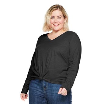 Plus Size Sonoma Goods For Life® Favorite V-Neck Long-Sleeve Tee