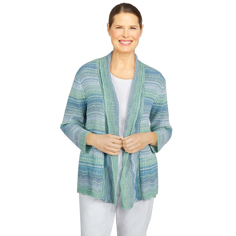 Petite Alfred Dunner Ombre Stripe Cardigan, Womens, Size: XL Petite, Lt Gr