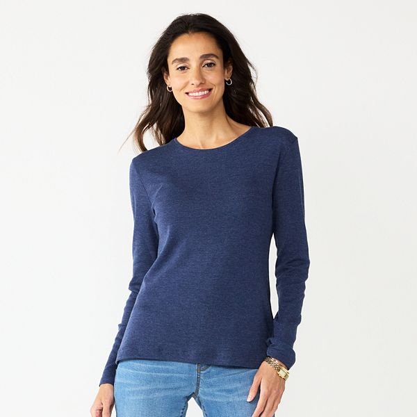 Women's Croft & Barrow® Essential Long-Sleeve Crewneck Tee