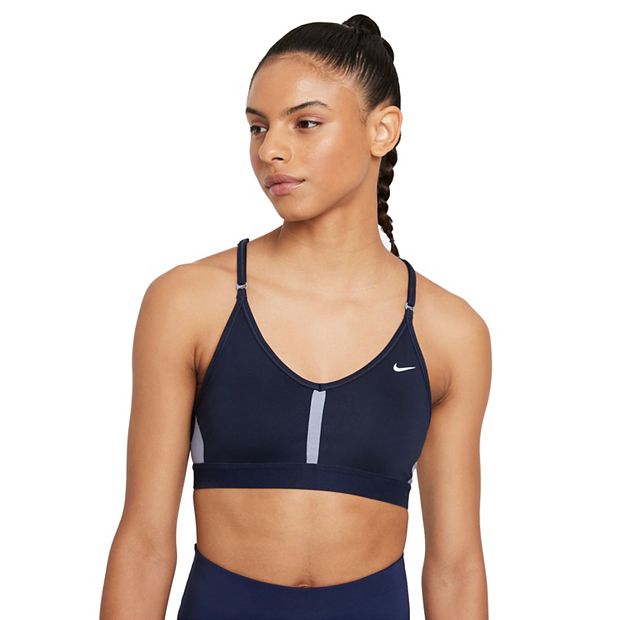 Nike Dri Fit Indy Light Support Padded V Neck Sports Bra White