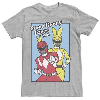 Men's Power Rangers Yellow & Red Easter Some Bunny Loves You Tee