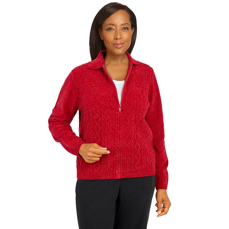 46696794 Womens Alfred Dunner Classics Zip Front Chenille C sku 46696794