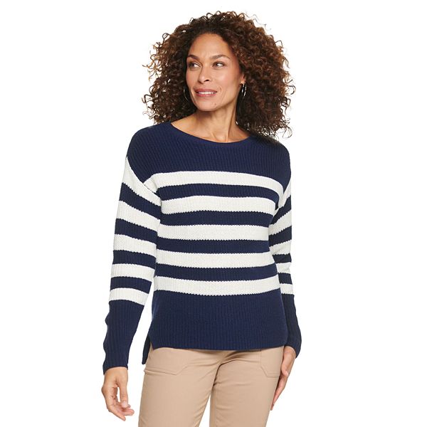 Women's Croft & Barrow® Striped Crewneck Pullover Sweater