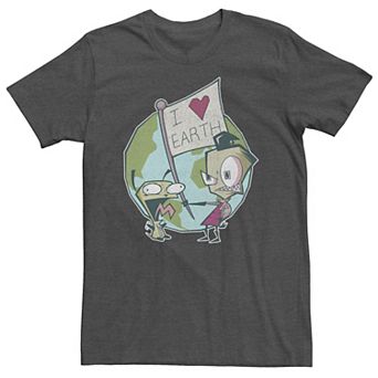 Big & Tall Invader Zim I Heart Earth Flag Tee