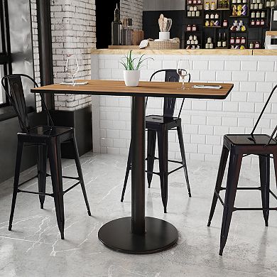 Flash Furniture Rectangular 43-in. Laminate Top Pedestal Bar Table