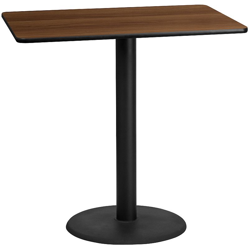 Flash Furniture Rectangular 43-in. Laminate Top Pedestal Bar Table, Brown