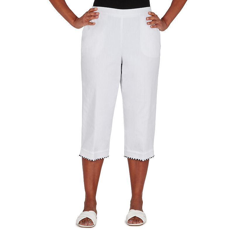 Womens Alfred Dunner Portofino Fringe Capri Pants, Size: 14, White