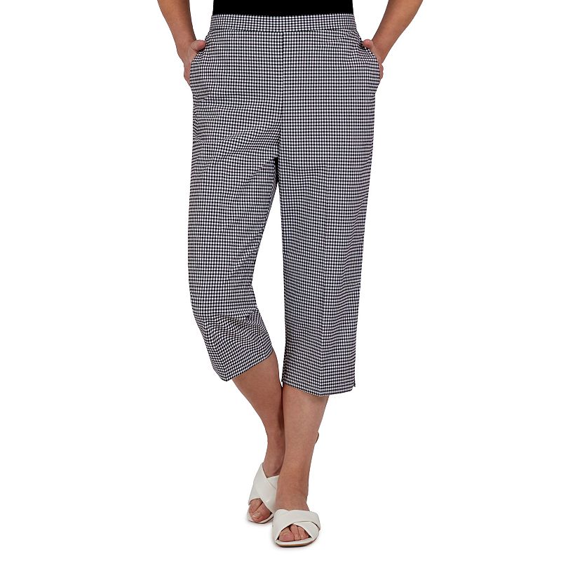 Womens Alfred Dunner Portofino Gingham Pattern Capri Pants, Size: 10, Mult