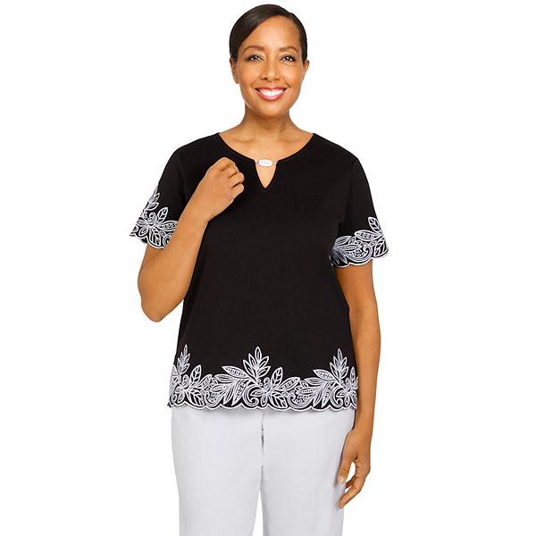 Women's Alfred Dunner Portofino Floral Embroidered Top