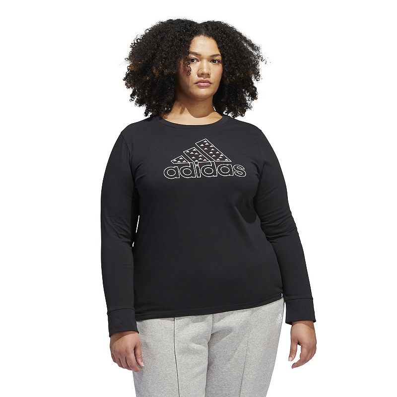 Plus Size adidas Mini Badge Of Sport Long Sleeve Graphic Tee, Womens, Size