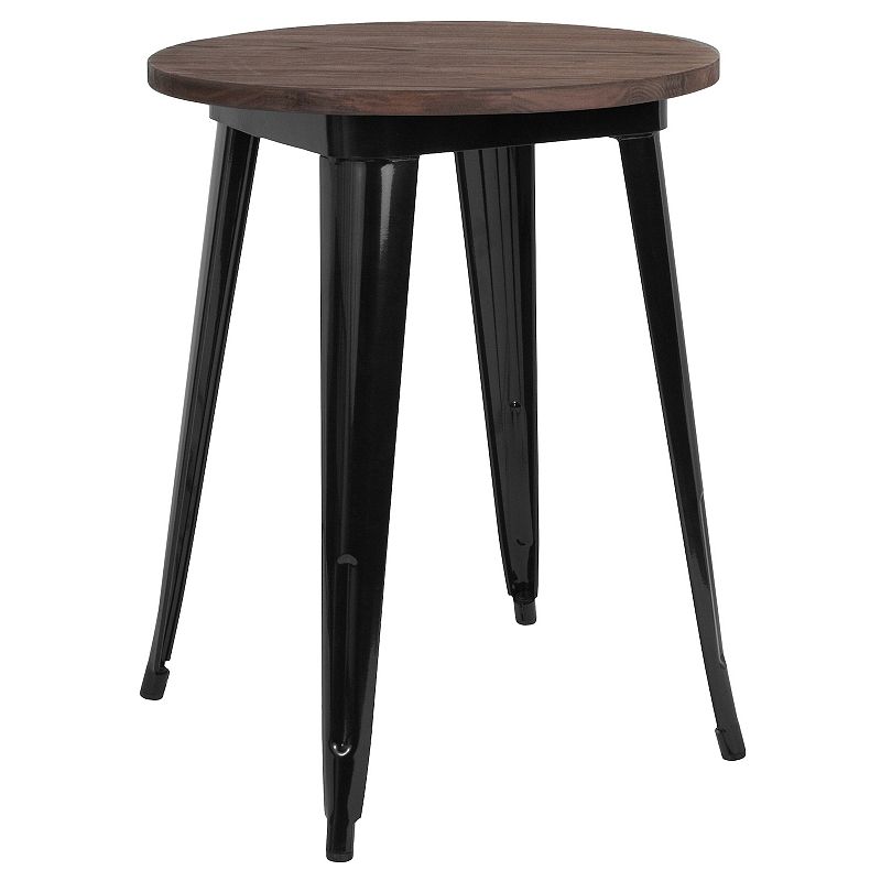 Flash Furniture Round Mixed Media End Table, Black