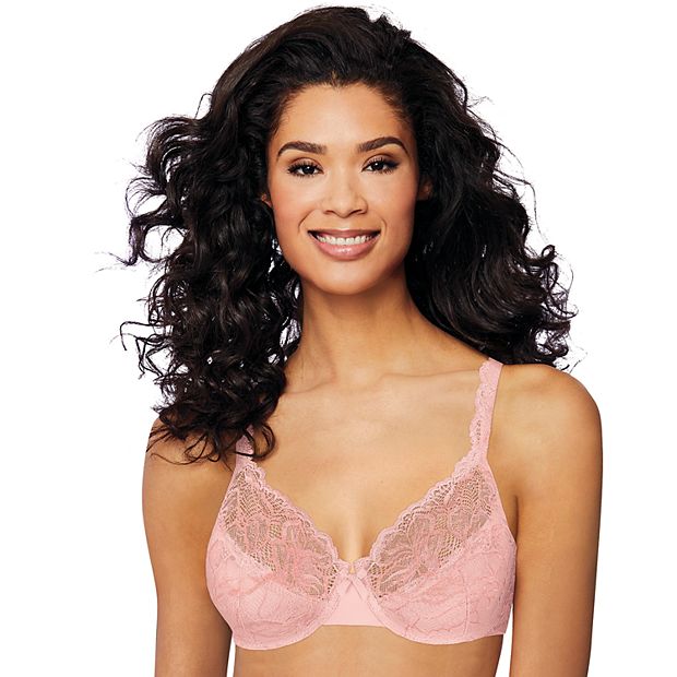  Womens Wireless Plus Size Lace Bra Unlined Full Coverage  Comfort Cotton Gentle Rose 48B