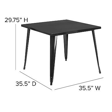 Flash Furniture Commercial Square Metal Indoor / Outdoor Dining Table