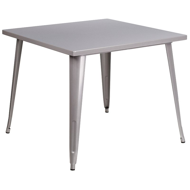 Flash Furniture Parker Commercial Grade 35.5  Square Silver Metal Indoor-Outdoor Table