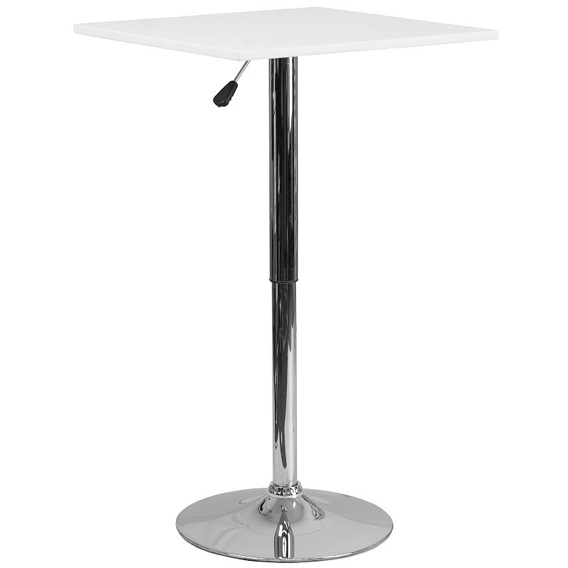 Flash Furniture Square Adjustable Height Bar Table, White