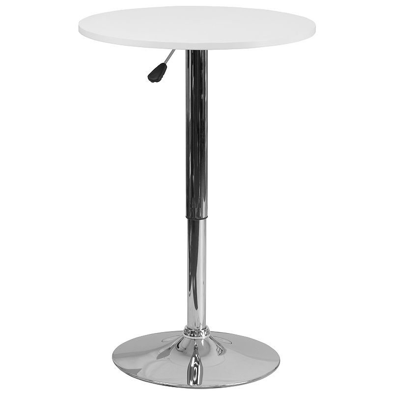 Flash Furniture Round Adjustable Height Bar Table, White