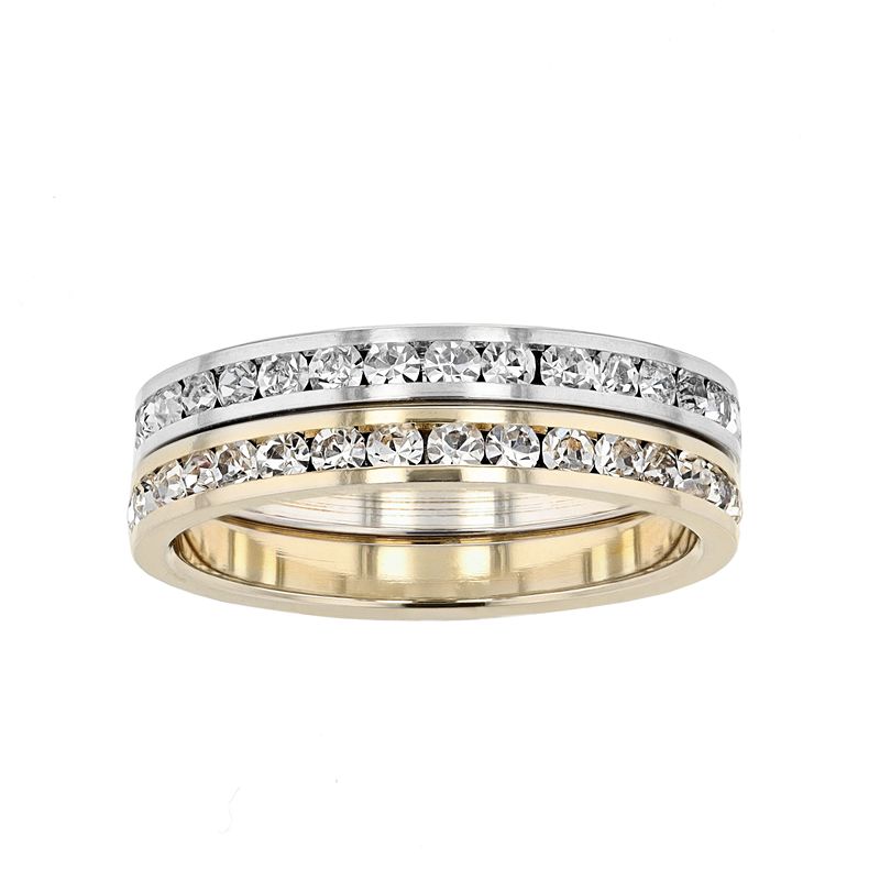 Traditions Jewelry Company Fine Two-Tone Crystal Channel Ring Set, Womens,