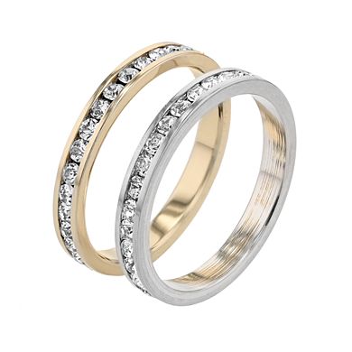 Traditions Jewelry Company Fine Two-Tone Crystal Channel Ring Set