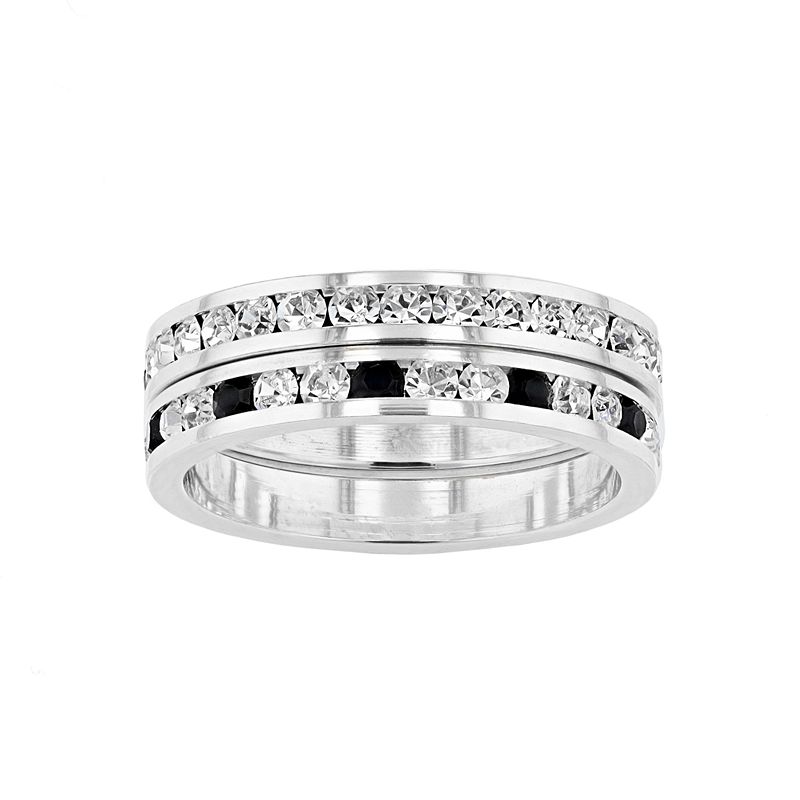 Traditions Jewelry Company Fine Silver Plated Crystal Channel Ring Set, Wom