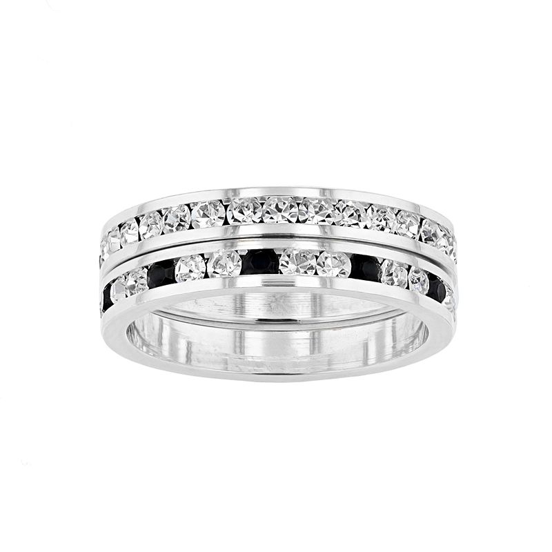 Traditions Jewelry Company Fine Silver Plated Crystal Channel Ring Set, Women's, Size: 8, Silver Tone