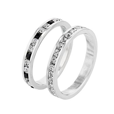 Traditions Jewelry Company Fine Silver Plated Crystal Channel Ring Set