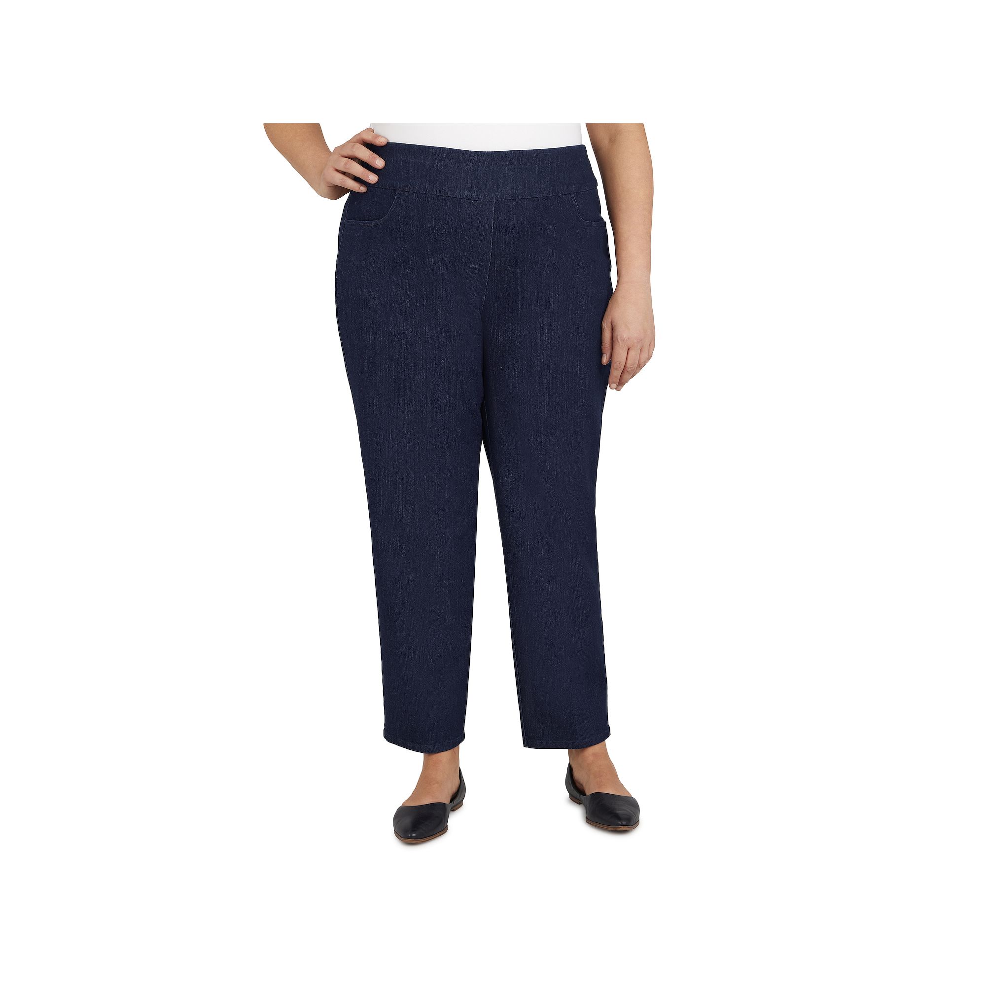 Plus Size Alfred Dunner Classics Pull-On Straight-Leg Denim Pants, Womens,