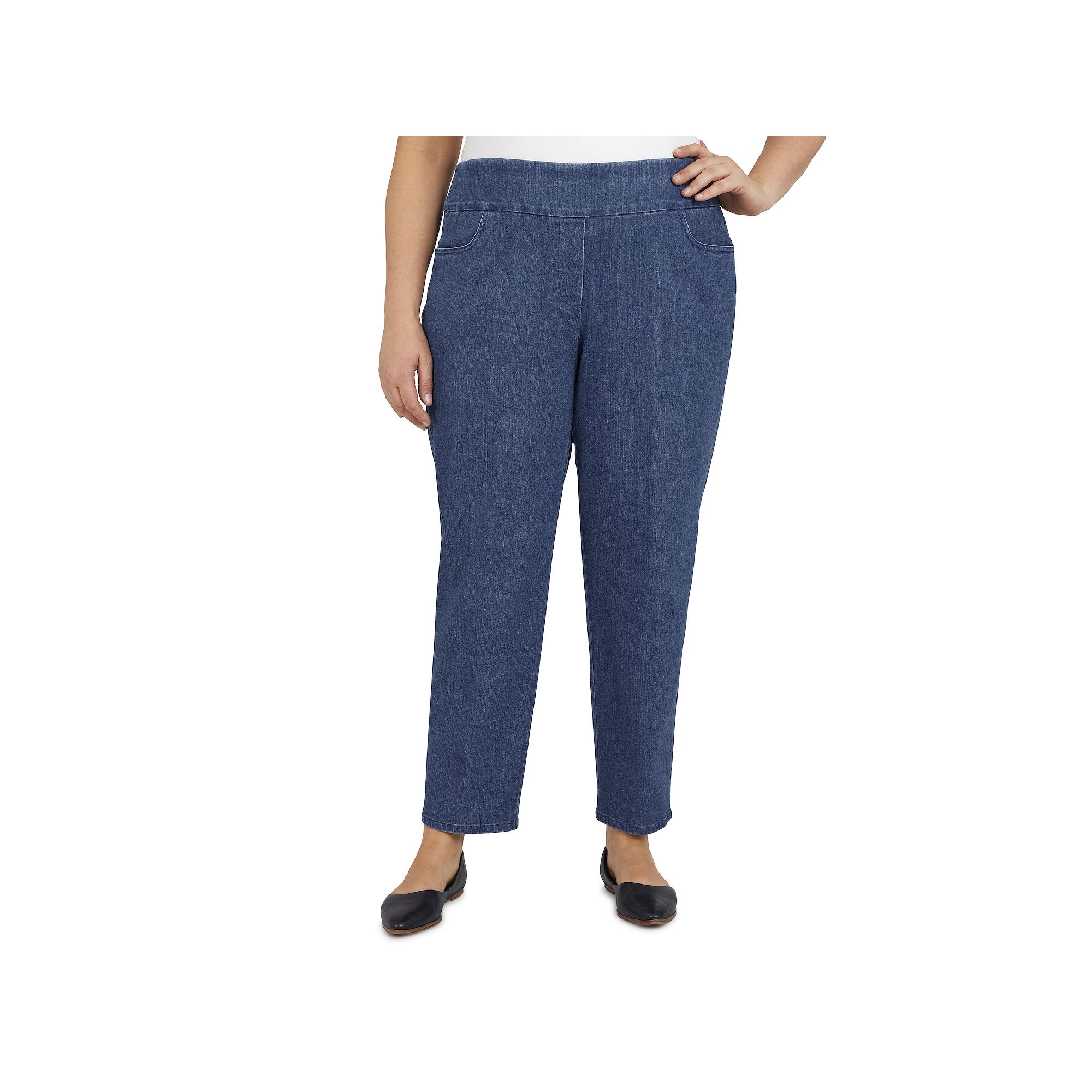 Plus Size Alfred Dunner Classics Pull-On Straight-Leg Denim Pants, Womens,
