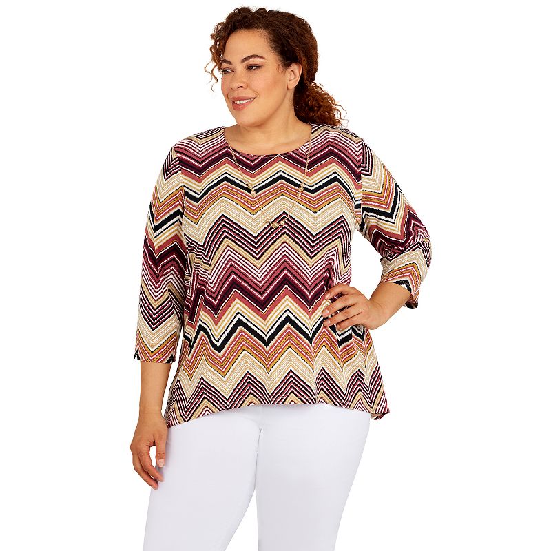 Plus Size Alfred Dunner Classics Chevron Puff Print Top, Womens, Size: 1XL