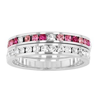 Traditions Jewelry Company Pink & White Crystal Stackable Ring Duo