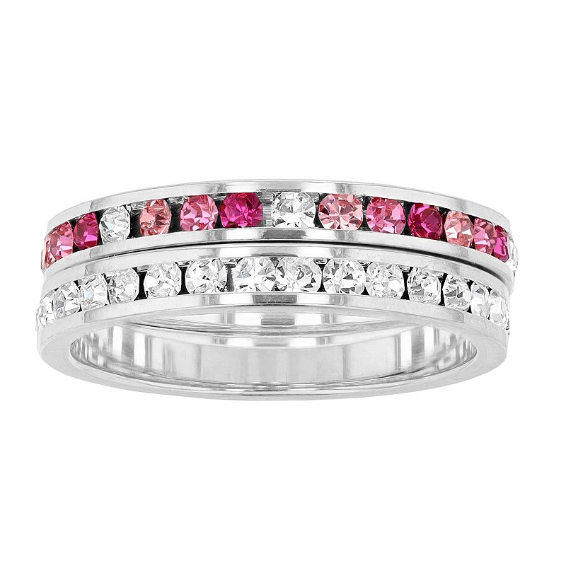 Traditions Jewelry Company Pink & White Crystal Stackable Ring Duo, Womens