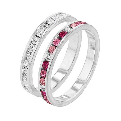 Traditions Jewelry Company Pink & White Crystal Stackable Ring Duo