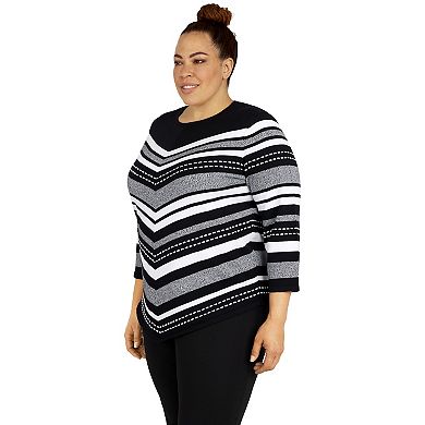 Plus Size Alfred Dunner Classics Chevron Texture Sweater