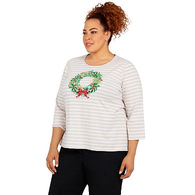 Plus Size Alfred Dunner Classics Wreath Stripe Top