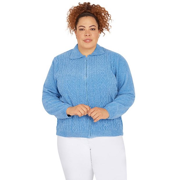 Plus Size Alfred Dunner Classics Zip Chenille Cardigan