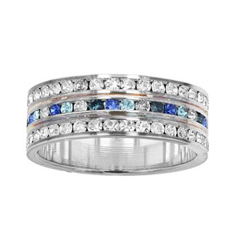 Traditions Jewelry Company Colorful Crystal Accent Three Row Channel Set Ring