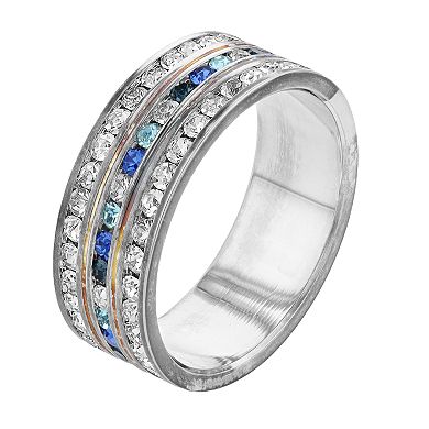 Traditions Jewelry Company Colorful Crystal Accent Three Row Channel Set Ring
