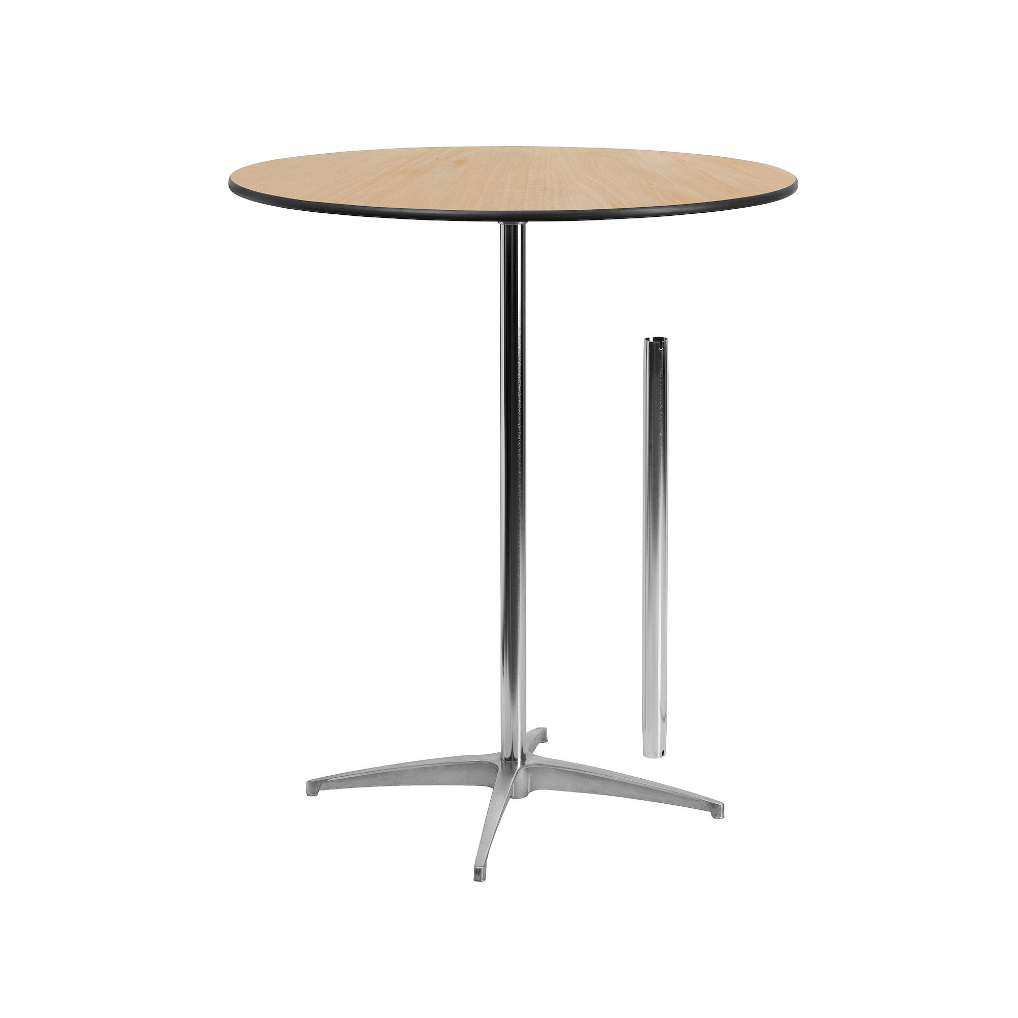 Flash Furniture Round Adjustable Cocktail Bar Table, Natural